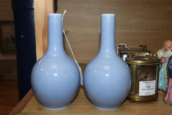 A pair of Chinese Republic period claire du lune vases height 19cm